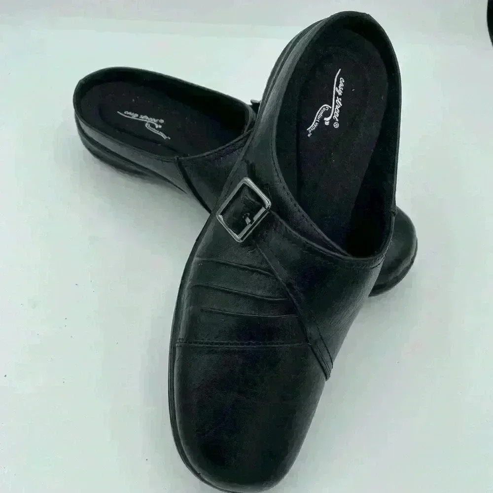 Easy Street Comfort Wave Black Mules Size 9 - Picture 2 of 5